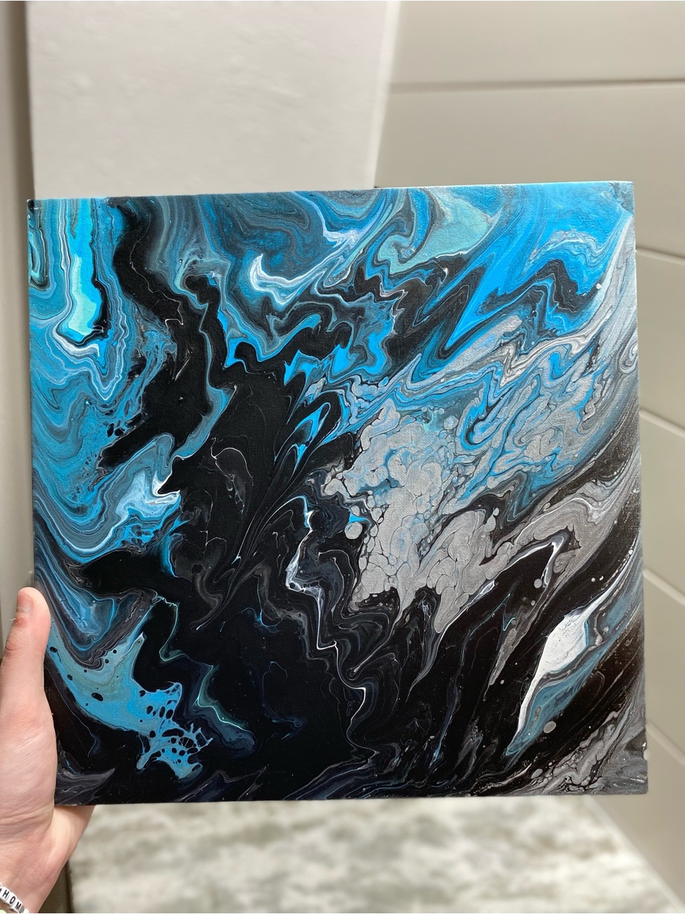 Abstract Blue and Black Canvas Art